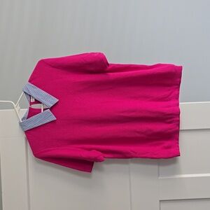 Pink S/S Sweater w/ Blue and White Collar